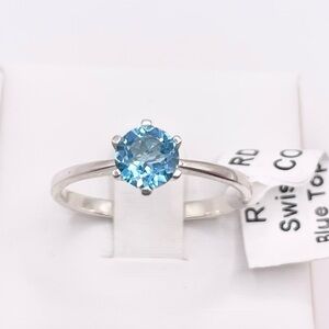 Size 9 Swiss Blue Topaz 925 Sterling Silver Ring